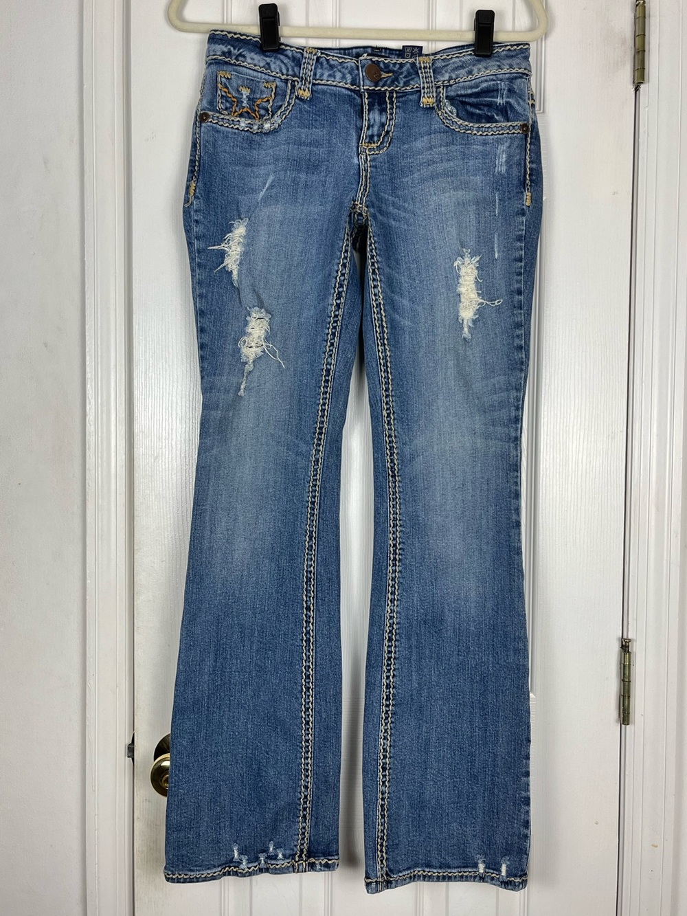 Y2K Early 2000’s Cyber McBling Low Rise Bootcut Embroidered Jeans Z2 Brand